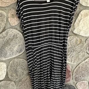H&M Charcoal and White Striped Tshirt dress with pockets